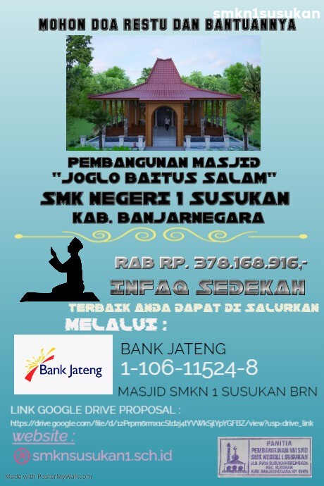 Pembangunan Masjid Joglo Baitus salam SMK Negeri 1 Susukan 